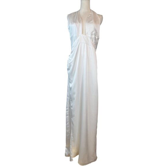 NWOT Show Me Your Mumu White XL Adele Halter Maxi Dress Satiny Polyester - Picture 2 of 16